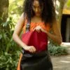 Bolsa de couro preto tiracolo grande