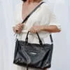 Bolsa de couro preto tiracolo grande