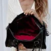 Bolsa de couro preto tiracolo grande
