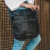 Bolsa de couro preto Daiane