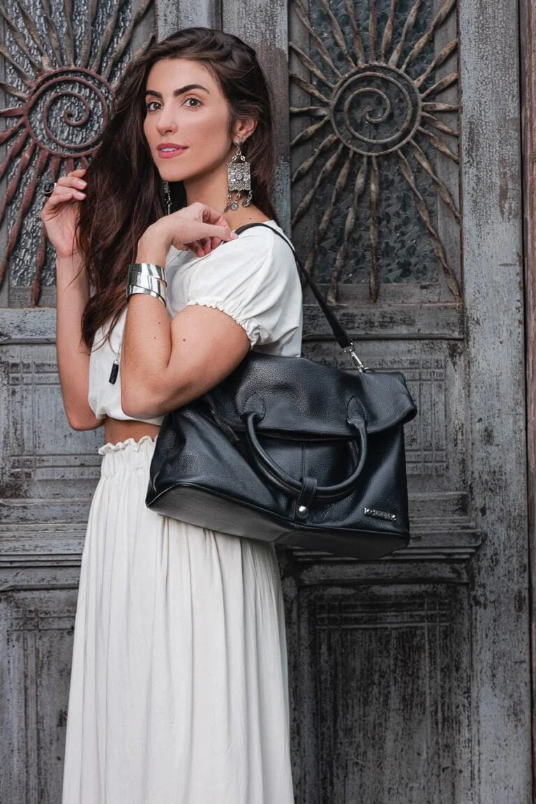 Bolsa de couro Bela Preta Grande
