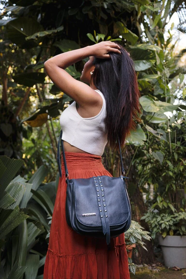Bolsa de couro havana tiracolo média Isadora